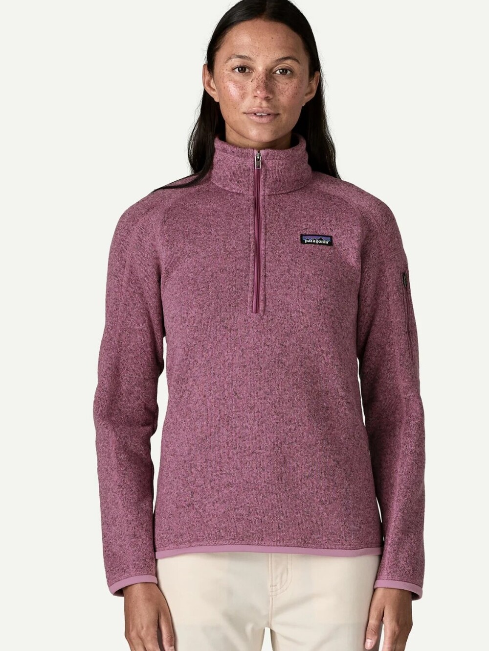 Patagonia Quarter-Zip with Stand-UpCollar Quarter-length front zip Size Meduim